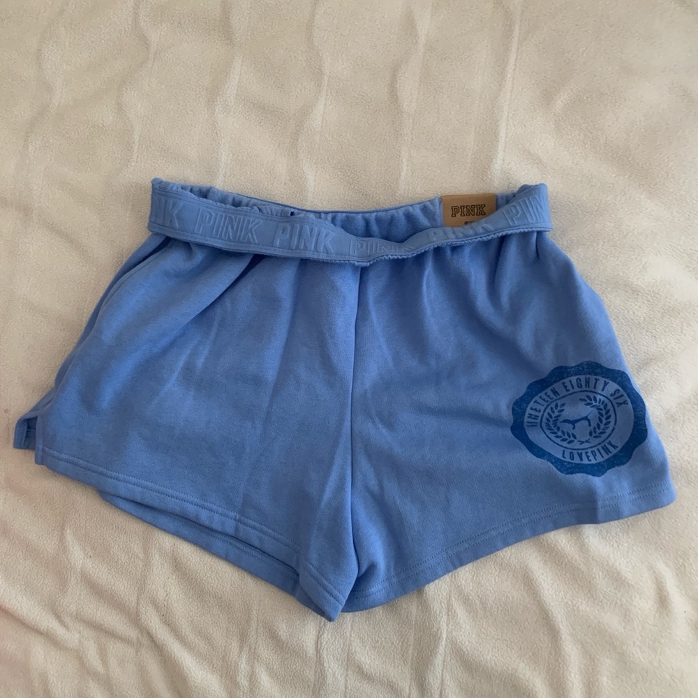 NWT Victoria's Secret PINK 3" Foldover Sweat Shorts - Cornflower Blue